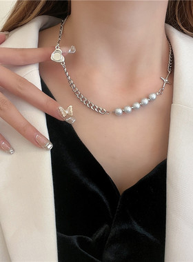 拼接爱心小众设计感冷淡风锁骨链