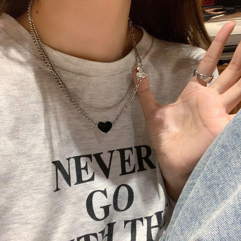 叠戴爱心项链2024年夏季新款简约百搭毛衣链高级设计感小众卫衣链,饰品/流行首饰/时尚饰品新,项链,淘宝优惠券,粉丝福利购,淘宝优惠卷