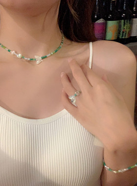 串珠蝴蝶项链戒指手链