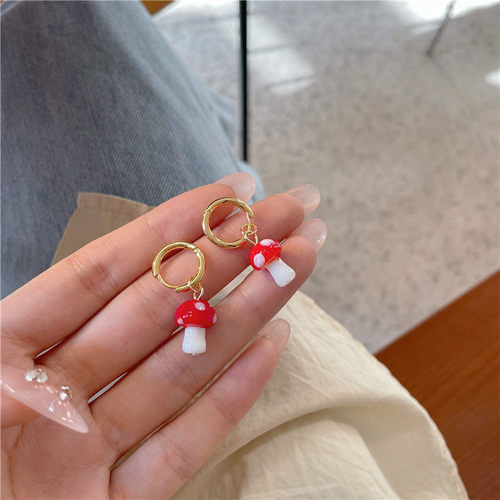 简约复古蘑菇耳环耳扣耳饰