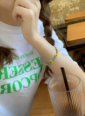 彩色串珠花朵手链手串