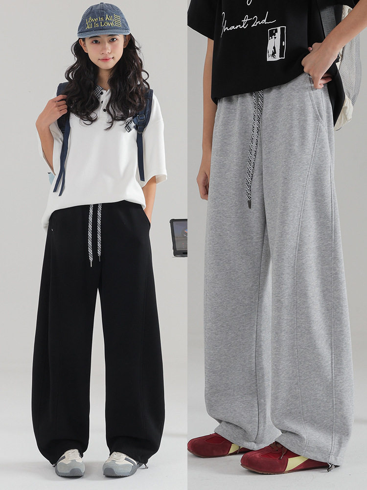 女大童运动裤2026春秋新款初中生裤子休闲宽松弯刀裤直筒针织卫裤,女装/女士精品,卫裤,淘宝优惠券,粉丝福利购,淘宝优惠卷