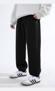 大码运动裤男冬加绒潮牌胖子束脚潮流卫裤加肥加大宽松休闲裤子潮