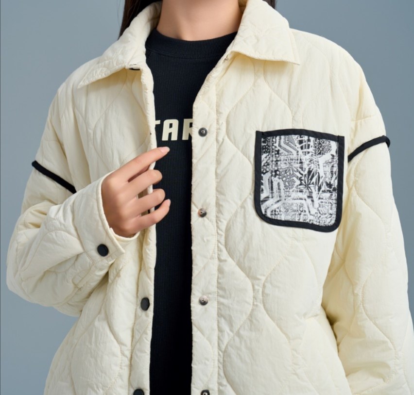 女童轻薄棉服冬装2025新款洋气初中生校服内搭冬季女大童夹棉衬衫