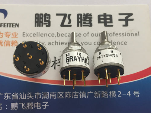 美国GRAYHILL 立式6脚0-14/15位旋转编码器26YY50258 波段切换