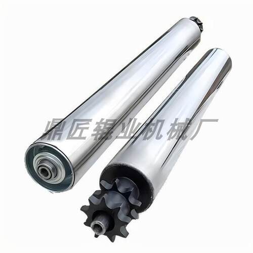 链轮辊筒聚氨酯双排不锈钢PU链轮滚筒托辊包胶带滚筒齿轮动力滚筒