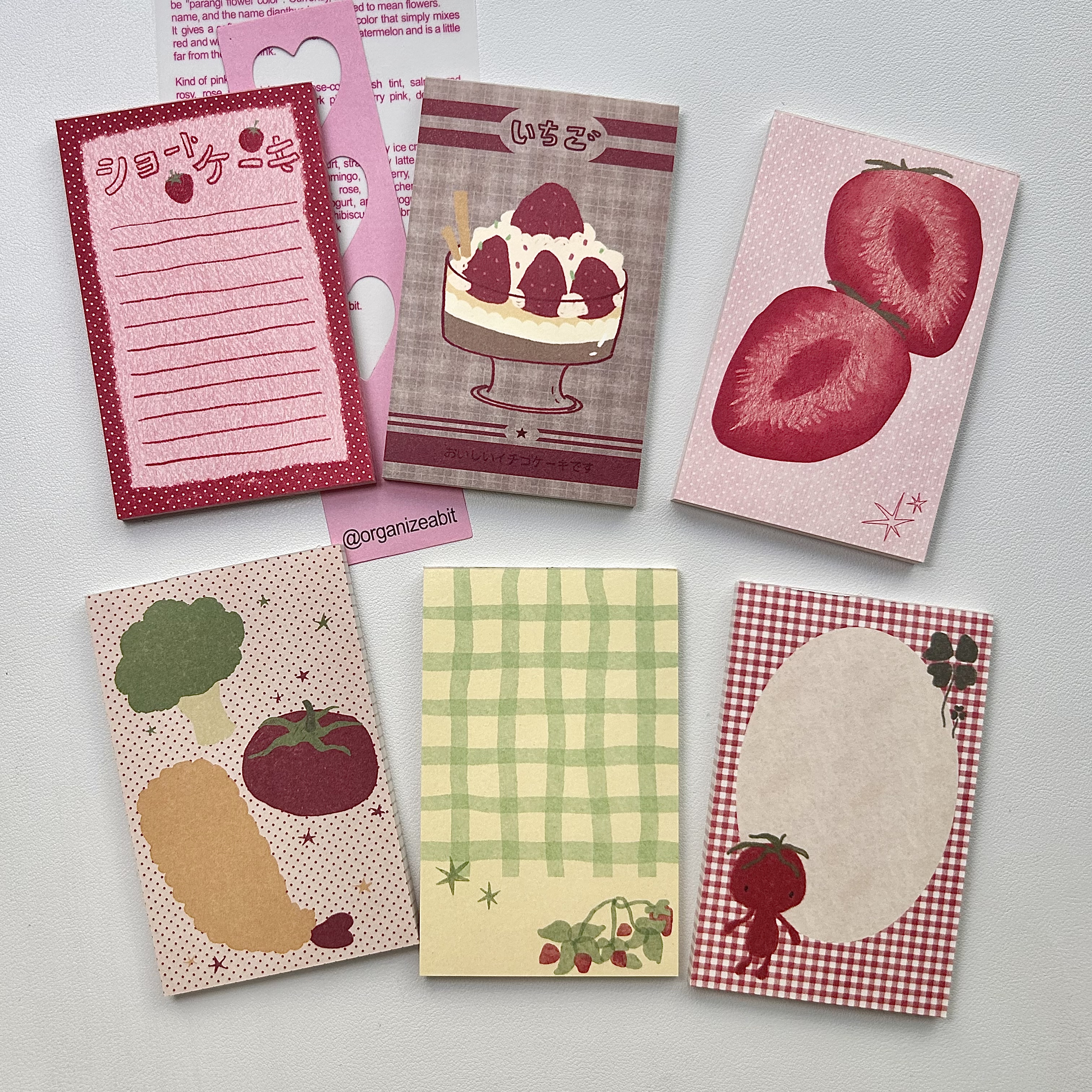 便签分装|哇卡原创草莓物语M5便签韩系盐系ins风焦糖格子打底