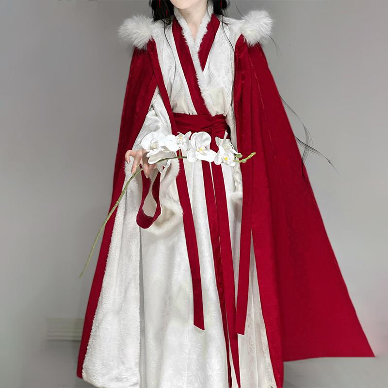 新款晋制交领八破裙斗篷加绒加厚