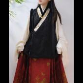 明制汉服女绣花交领加绒比甲日常秋冬款 慕时原创 金枝玉叶