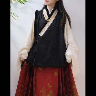 慕时原创【金枝玉叶】明制汉服女绣花交领加绒比甲日常秋冬款