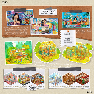 西崽S3系列3D立体造景贴纸造景贴微缩场景diy贴纸解压手账贴纸