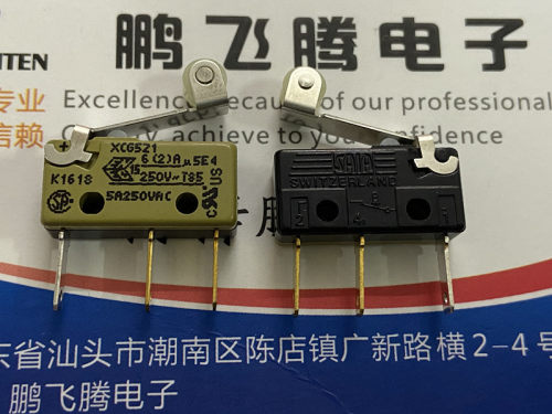 进口思博 XCG5-S1Z1军工微动开关3脚 限位轻触 带滚轮5A 长接线脚