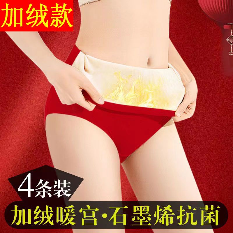 4条装冬季款加绒加厚中年妈妈高腰纯棉护腰舒适暖宫女士三角裤头