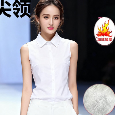 加绒加厚纯色假领女衬衫衬衣