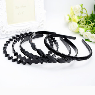 塑料黑色发箍 弹簧发卡 宽波浪编辫子带齿梳的发卡发箍黑色发卡