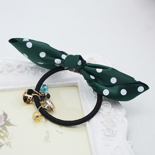 韩国韩版新款蝴蝶结头花 新款发圈 水晶发圈 白点大蝴蝶结头圈