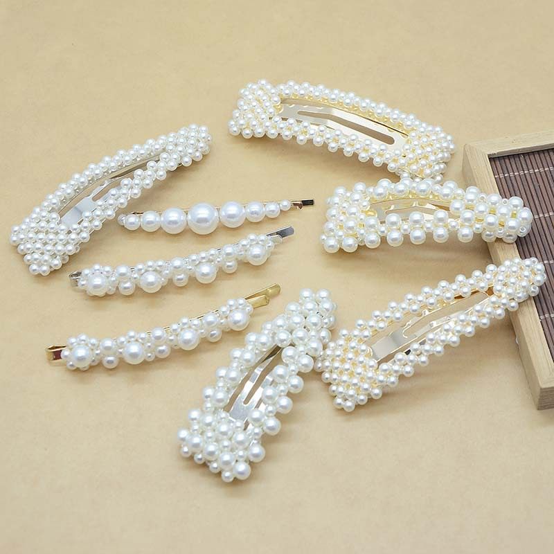 珍珠bb夹大号 ins网红款珍珠发夹长方形刘海夹卡子后脑勺bb夹