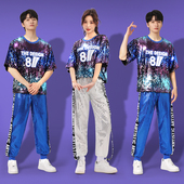 男女成人套装 新款 广场舞服装 爵士舞舞蹈服啦啦队现代舞亮片演出服