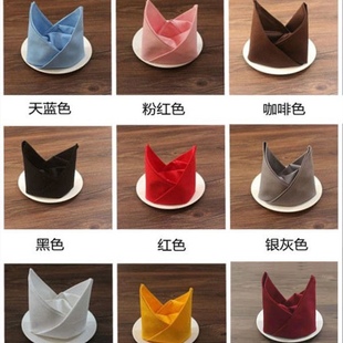 高档折花口布餐巾布席巾围脖子擦杯子高级感西餐红色白色饭店专用