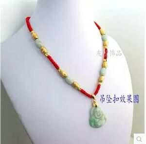 男女士项链镀黄金珠吊坠挂绳红绳子编织转运珠绑绳子吊坠扣子挂绳