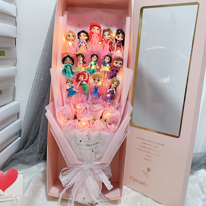 艾莎公仔花束送女孩生日礼物儿童