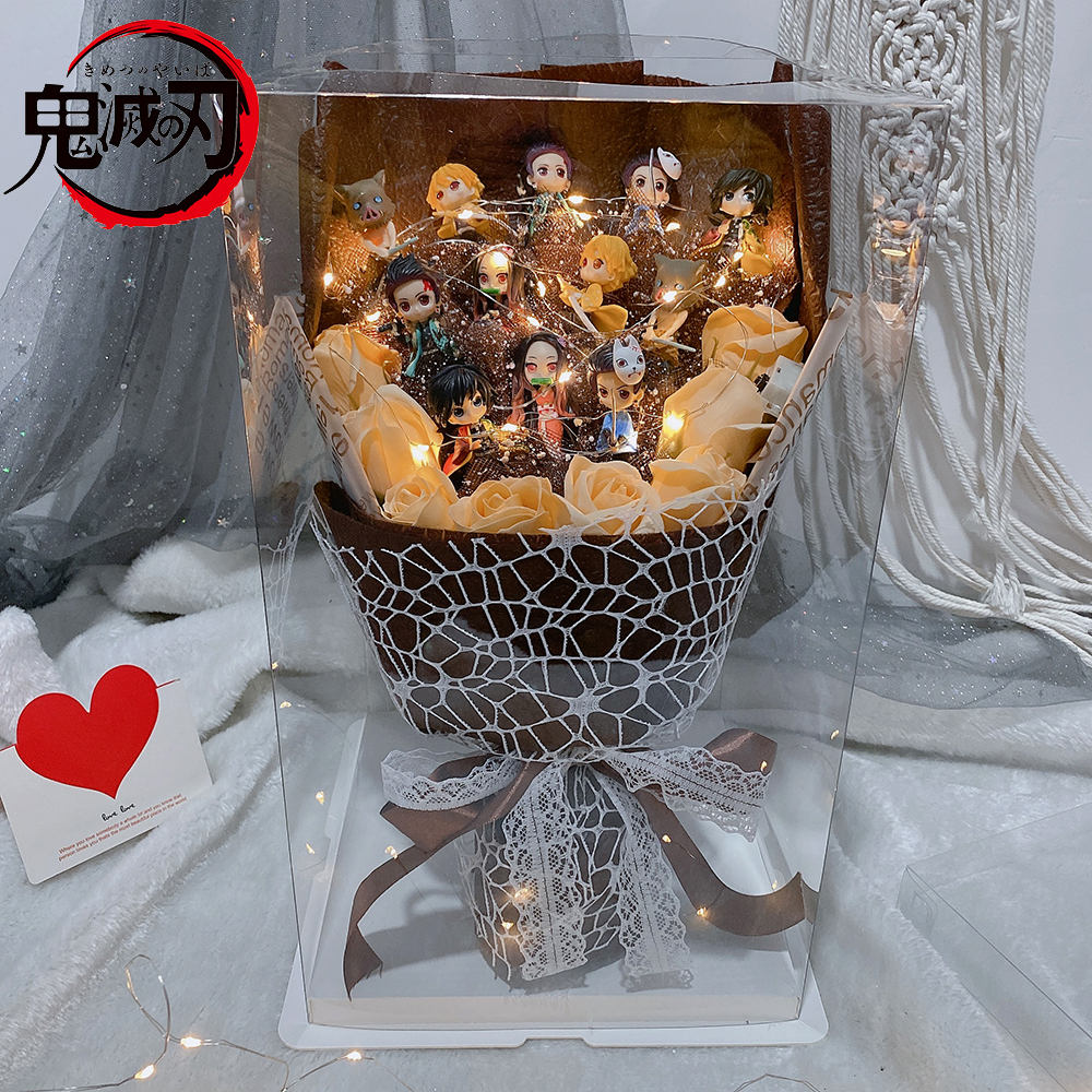 鬼灭之刃手办炭治郎善逸蝴蝶忍送男朋友男孩生日礼物创意花束六一