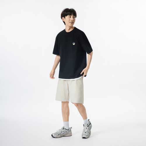 YOKE  STUDIO 夏季新款日系纯色百搭休闲直筒纯棉短裤男