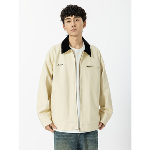 刺绣底特律工装 复古灯芯绒翻领夹克男女春季 外套 STUDIO美式 YOKE