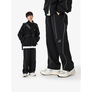 男女秋冬宽松运动直筒裤 休闲反光条拼接机能长裤 STUDIO美式 YOKE