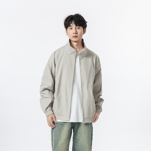 YOKE  STUDIO 秋季上新日系宽松立领夹克男纯色工装时尚外套
