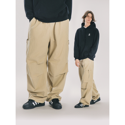 美式休闲双褶阔腿束脚宽松长裤