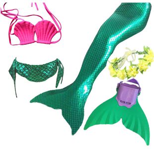 儿童美人鱼泳衣女童公主裙女孩鱼尾巴服装温泉三件套衣服宝宝泳装