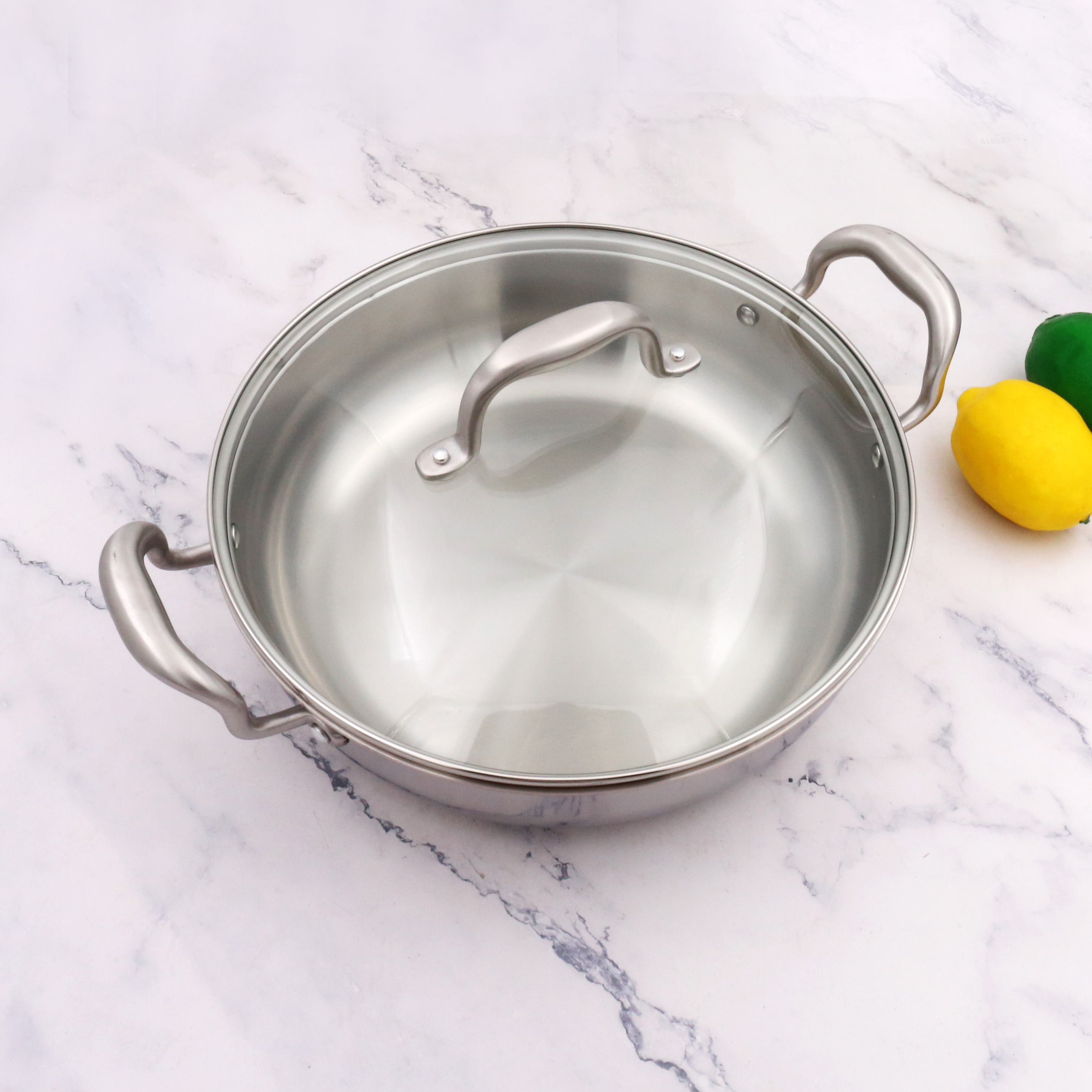 夹铜芯高档货18/10平底锅不沾锅