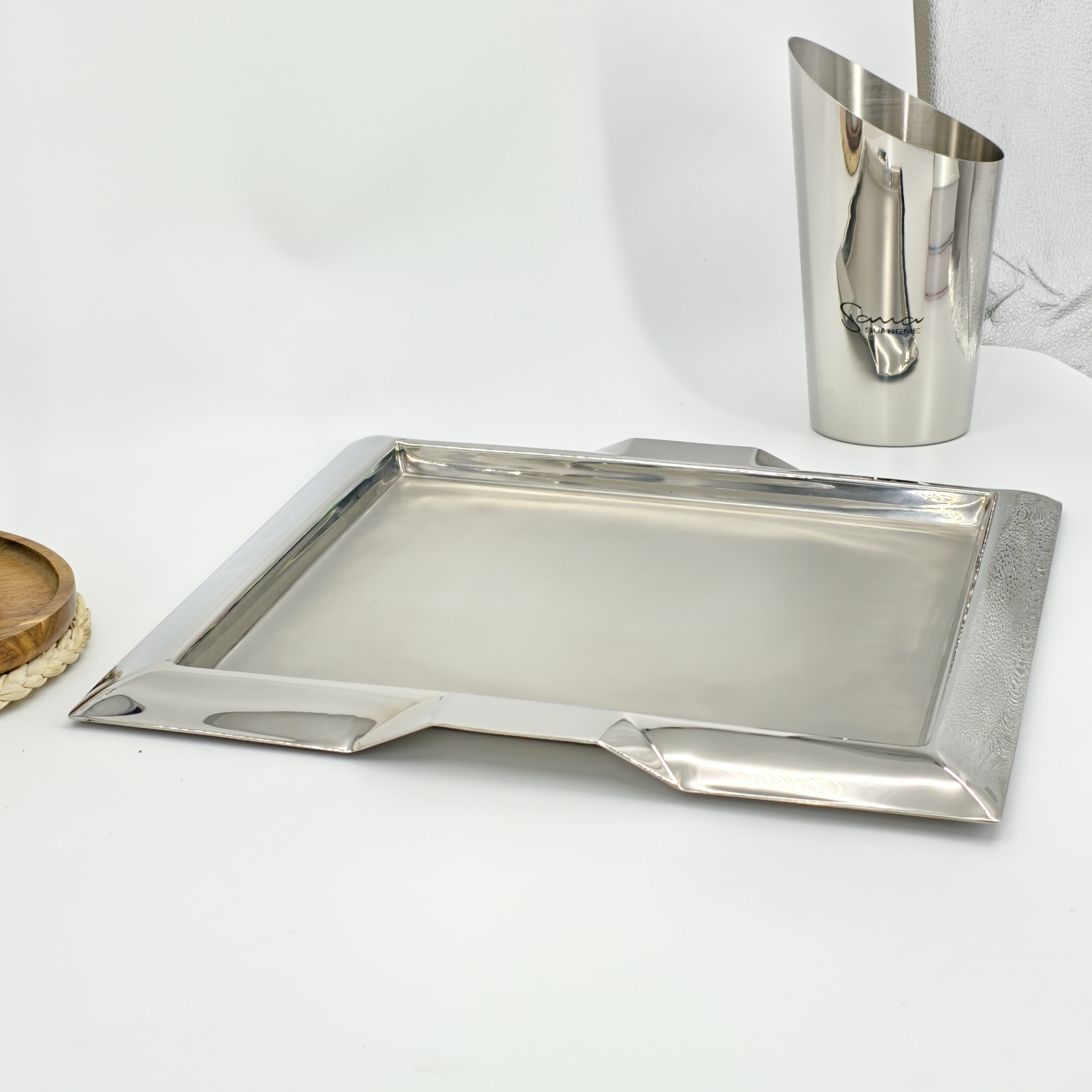 拉歌tini18/10不锈钢加厚托盘方形盘皇室专用