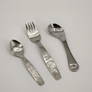 儿童勺儿童叉歪头勺18 10不锈钢加厚辅食宝宝宝妈bi备