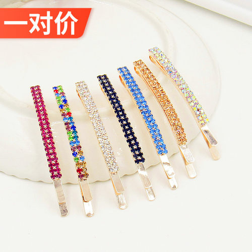 水钻交叉少女风刘海头饰一字夹