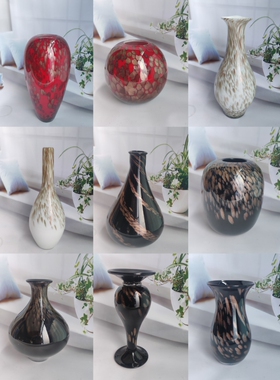 轻奢中式豪华手工琉璃花瓶家居装饰工艺品摆件客厅玄关水彩金花器