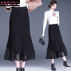 黑色加绒鱼尾裙半身裙女秋冬2025新款 小香风加厚长裙包臀裙冬裙子