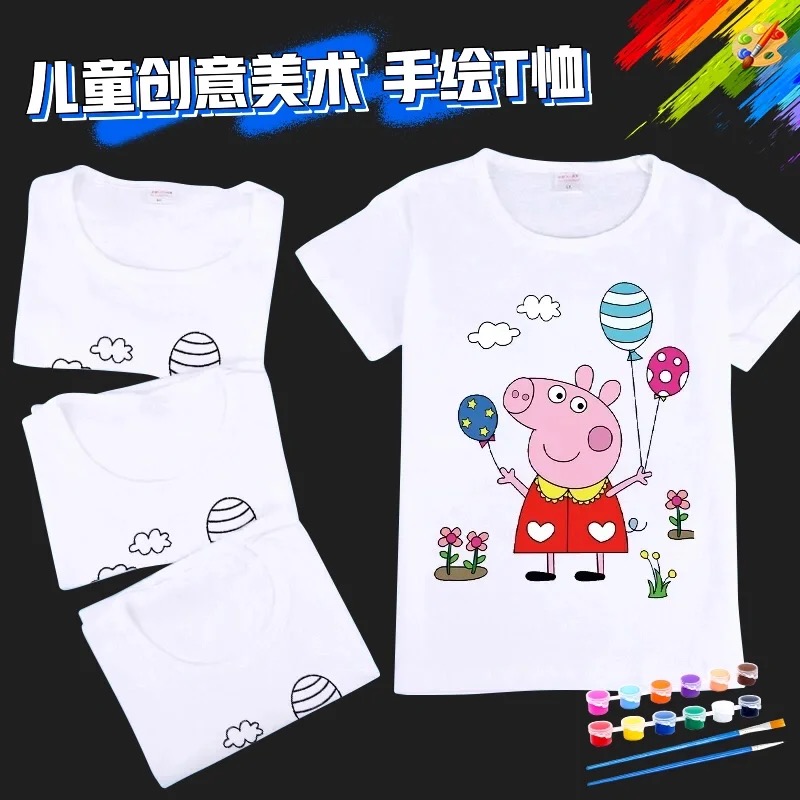 幼儿园妇女节手绘t恤儿童手工diy短袖材料包亲子涂鸦白t恤图案款