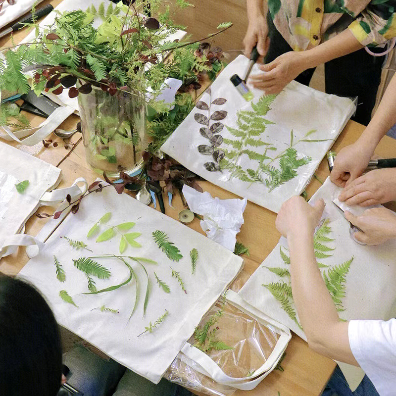 植物材料树叶锤子扎染方巾幼儿园