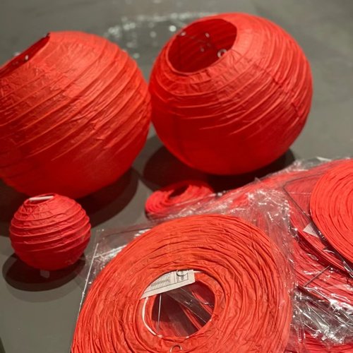 大红纸灯笼挂饰手工diy彩色发光