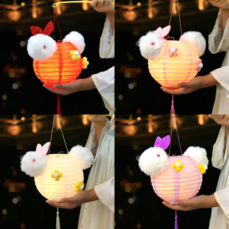 小兔子灯笼手工制作diy材料花灯2022新款儿童手提过年彩灯兔年