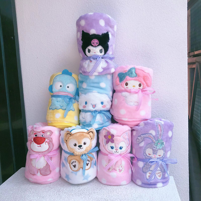 可爱卡通草莓小熊图案卷毯午睡午休毯空调毯膝盖毯小毯子短途旅行