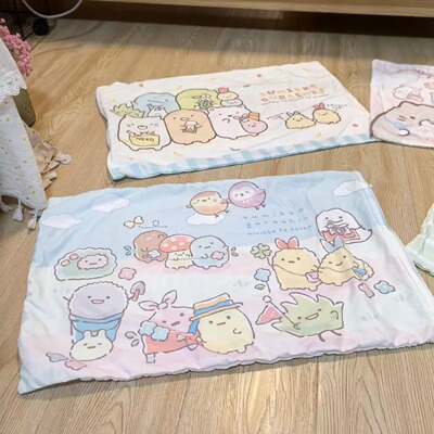 日单新品可爱卡通呆萌角落动物双面印花宿舍枕头套单人学生枕巾套