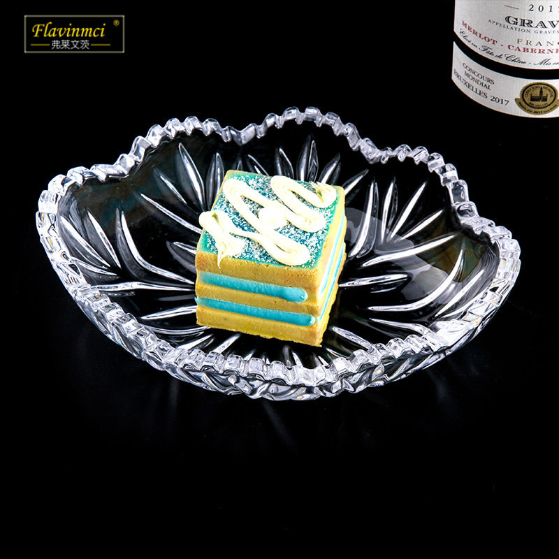 个性精致水晶玻璃果盘小号水果盘糖果盘家用客厅茶几蛋糕盘干果盘