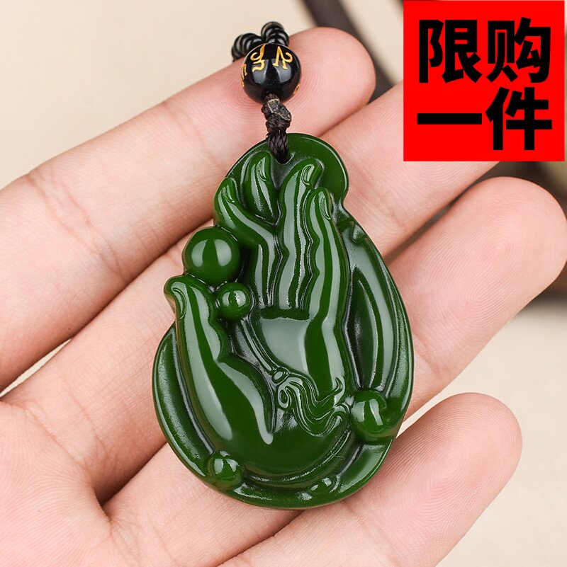 天然和田玉发财手吊坠碧玉招财佛手挂件毛衣链佛手有福之手玉坠