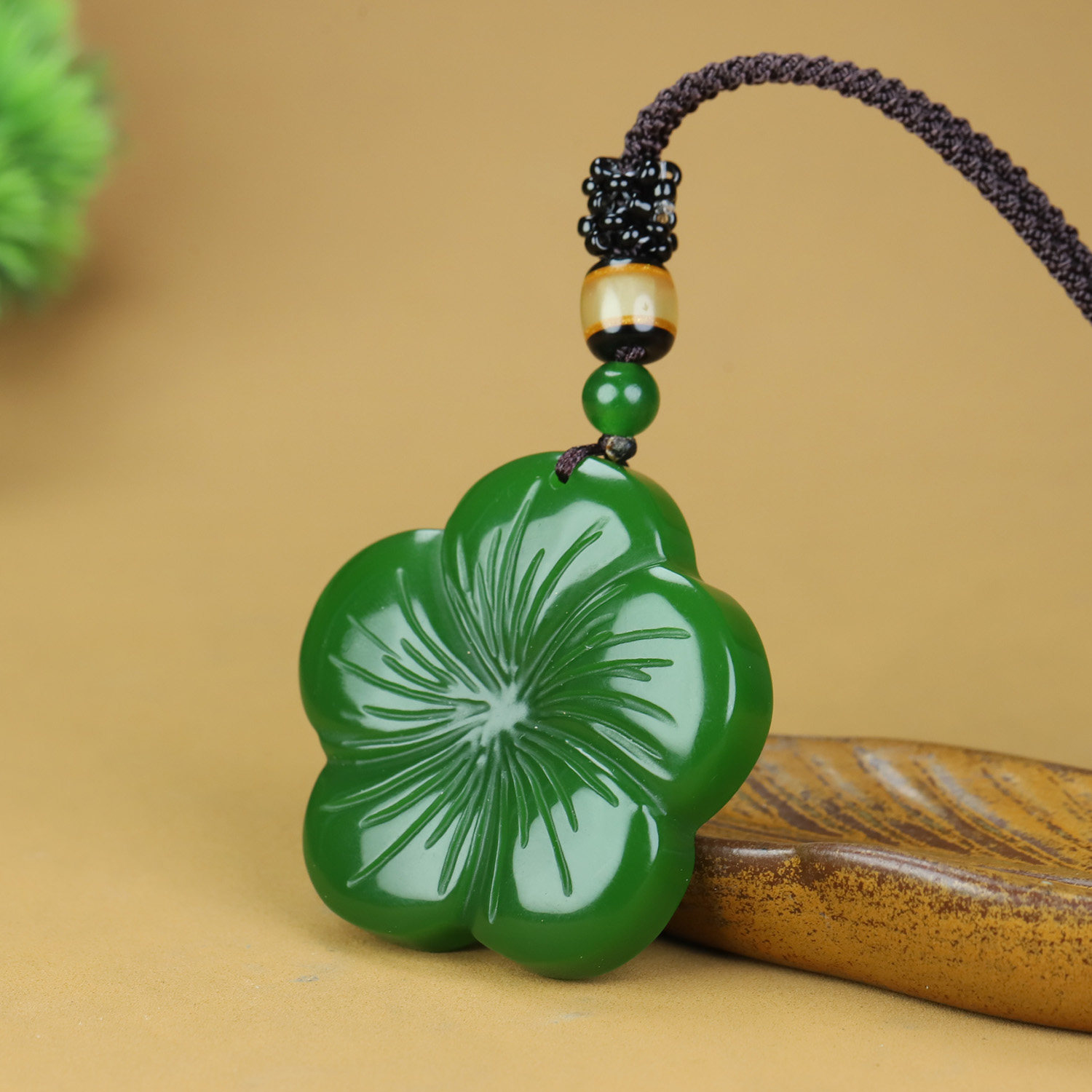 新疆和田玉碧玉芙蓉花玉坠天然玉石梅花吊坠花开富贵南瓜玉佩挂件