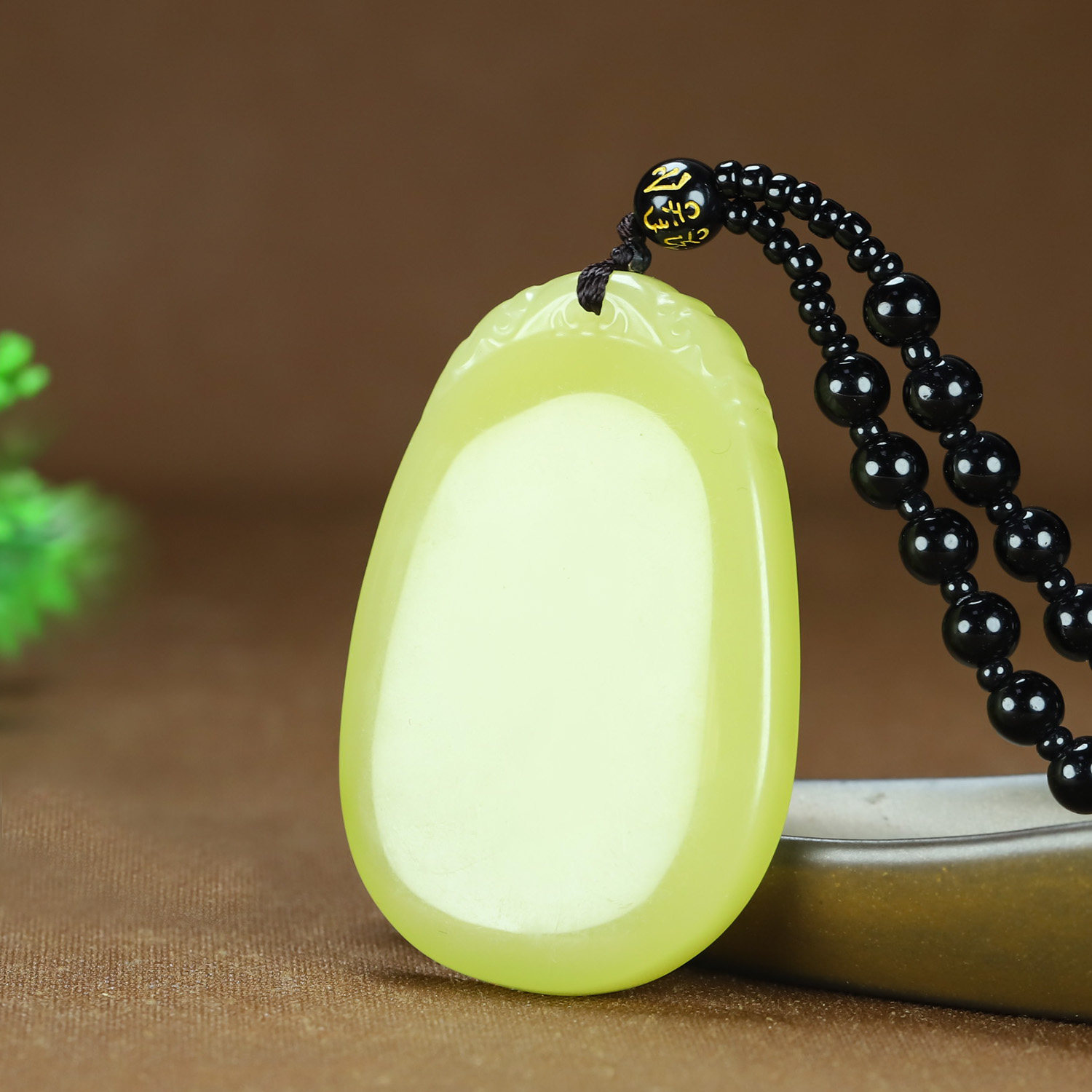 和田玉黄口原石平安牌吊坠男女款新疆玉大号无事牌挂件玉佩项链