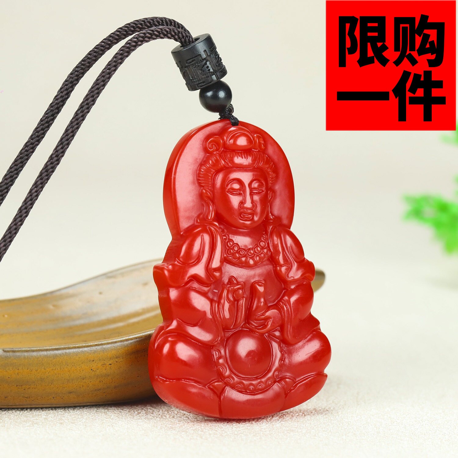 和田玉红玉观世音菩萨挂件新疆玉红玉宝瓶观音玉净瓶观音吊坠项链