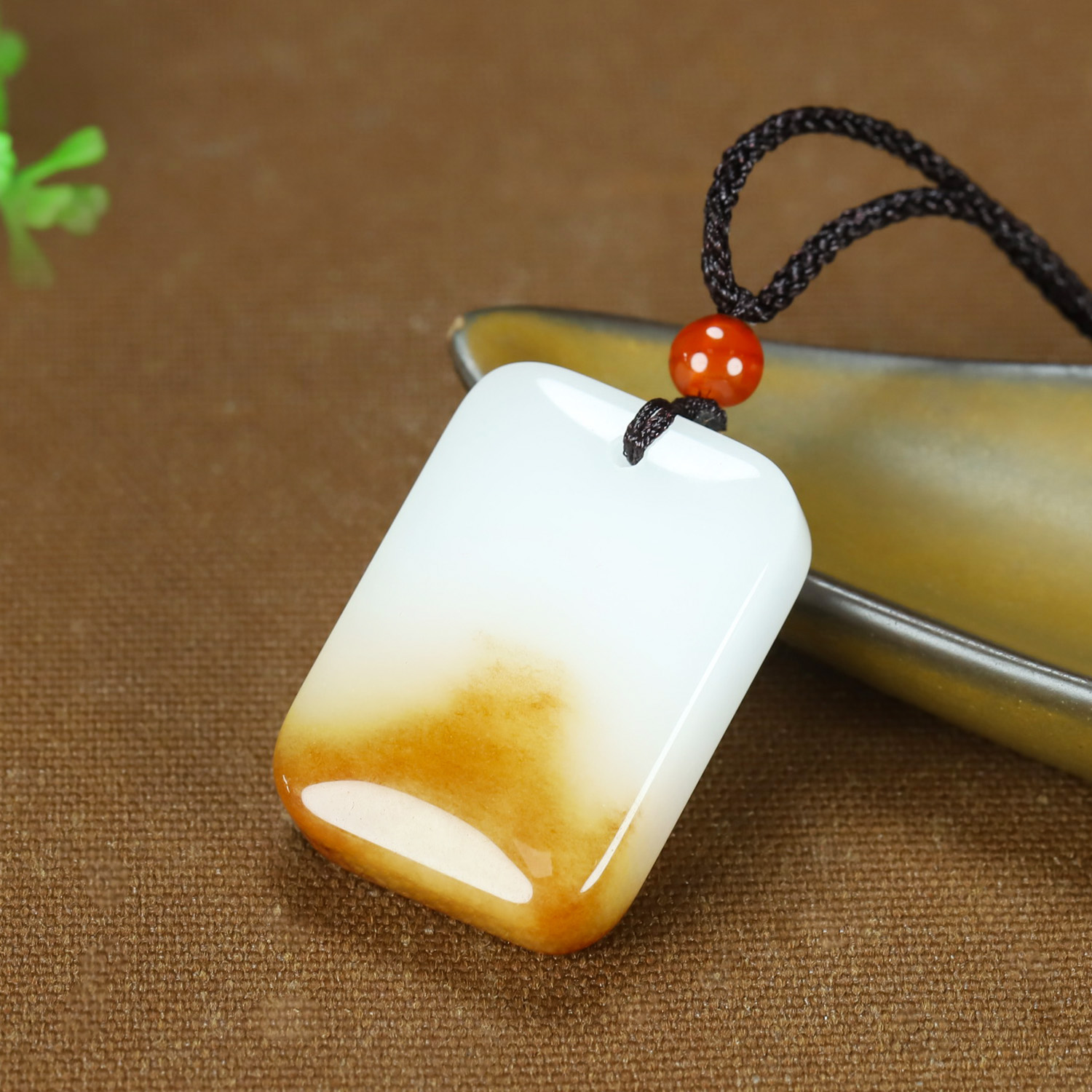 和田玉糖白玉一口糖平安无事牌吊坠挂件新疆玉小号宝宝平安玉佩